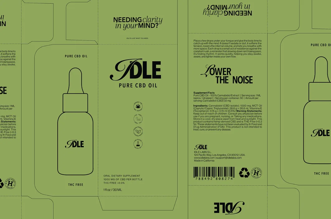 IDLE CBD Oil — bottles in daylight